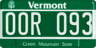 VT license plate OOR093