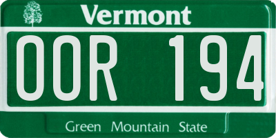 VT license plate OOR194