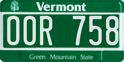 VT license plate OOR758