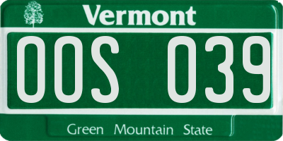 VT license plate OOS039