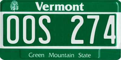 VT license plate OOS274
