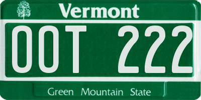 VT license plate OOT222