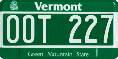 VT license plate OOT227