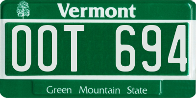 VT license plate OOT694