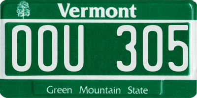 VT license plate OOU305