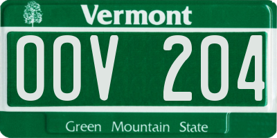 VT license plate OOV204