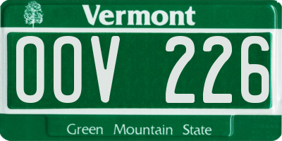 VT license plate OOV226
