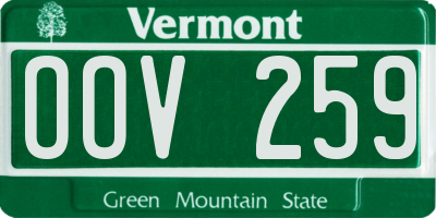 VT license plate OOV259