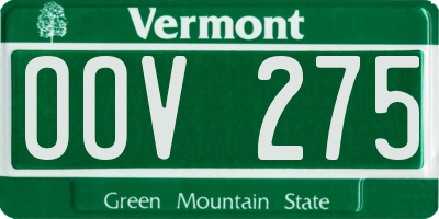 VT license plate OOV275