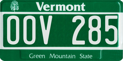 VT license plate OOV285