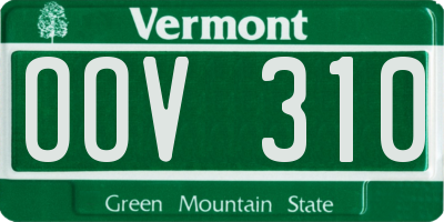 VT license plate OOV310