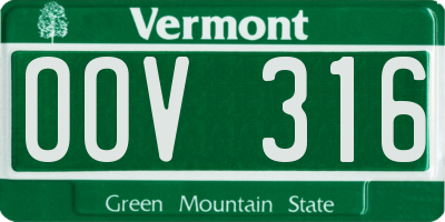 VT license plate OOV316