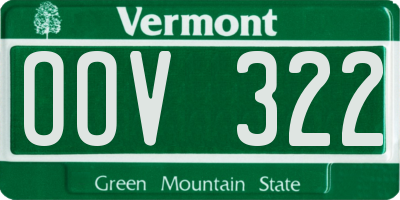 VT license plate OOV322