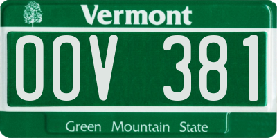 VT license plate OOV381