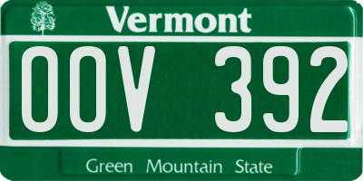 VT license plate OOV392