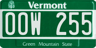 VT license plate OOW255