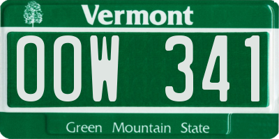 VT license plate OOW341