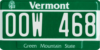 VT license plate OOW468