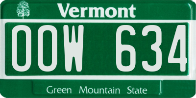 VT license plate OOW634