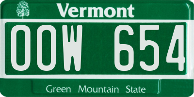 VT license plate OOW654