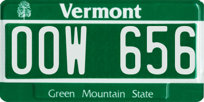 VT license plate OOW656