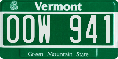 VT license plate OOW941