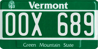 VT license plate OOX689