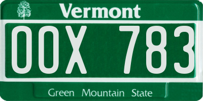 VT license plate OOX783