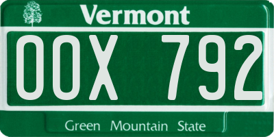 VT license plate OOX792