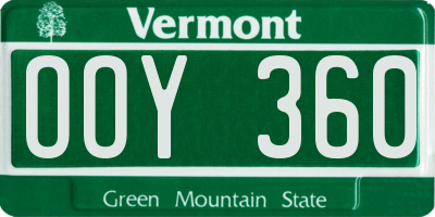 VT license plate OOY360