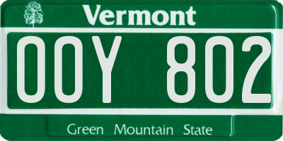 VT license plate OOY802