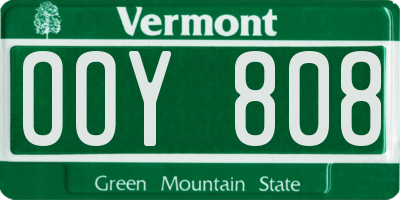 VT license plate OOY808
