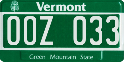 VT license plate OOZ033