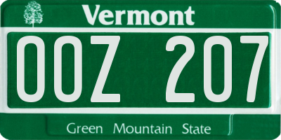 VT license plate OOZ207