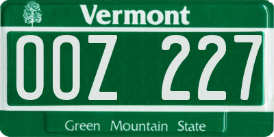 VT license plate OOZ227