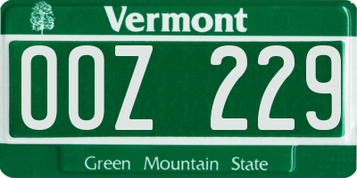 VT license plate OOZ229