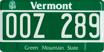 VT license plate OOZ289