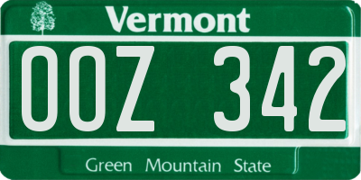 VT license plate OOZ342