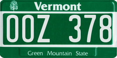 VT license plate OOZ378