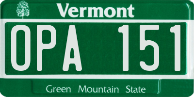 VT license plate OPA151
