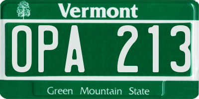 VT license plate OPA213