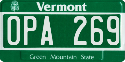 VT license plate OPA269