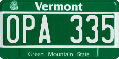 VT license plate OPA335