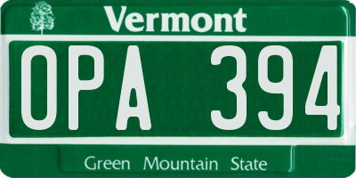 VT license plate OPA394