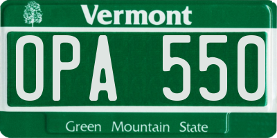 VT license plate OPA550
