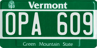 VT license plate OPA609