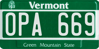 VT license plate OPA669