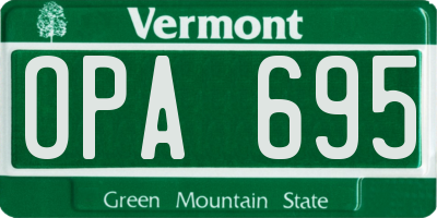 VT license plate OPA695