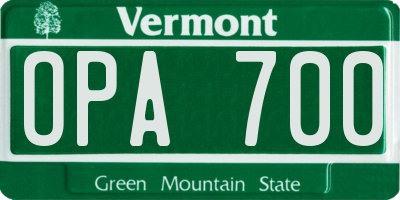 VT license plate OPA700