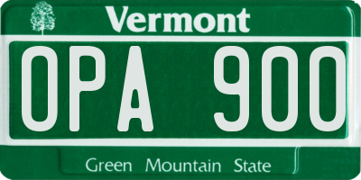 VT license plate OPA900